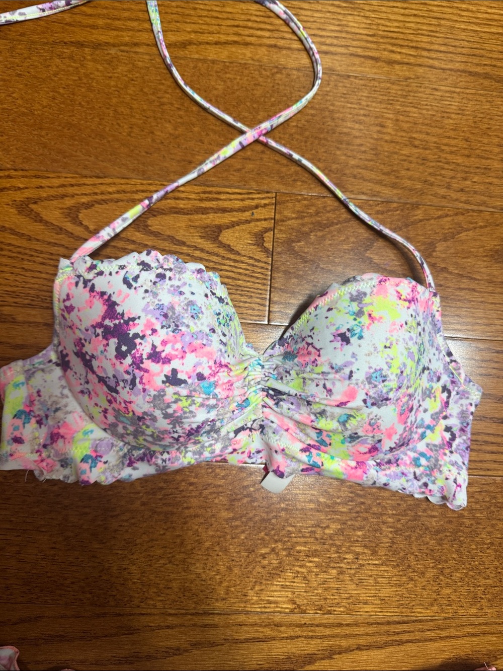 Victoria's Secret 32B/ Small Multicolor Neon Print Bikini Set - Picture 5 of 8